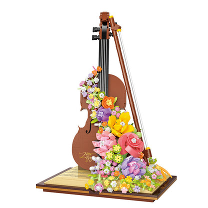 Eternal Flower Piano Violin Assembly Building Blocks Desktop Ornament Toy Gift