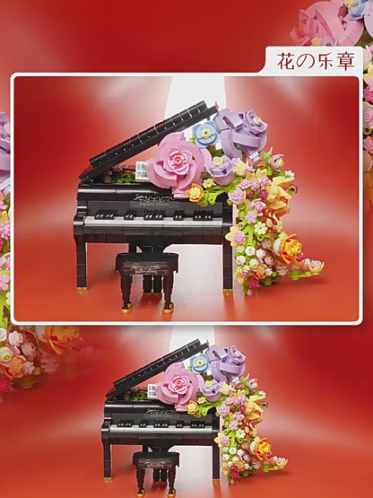 Eternal Flower Piano Violin Assembly Building Blocks Desktop Ornament Toy Gift